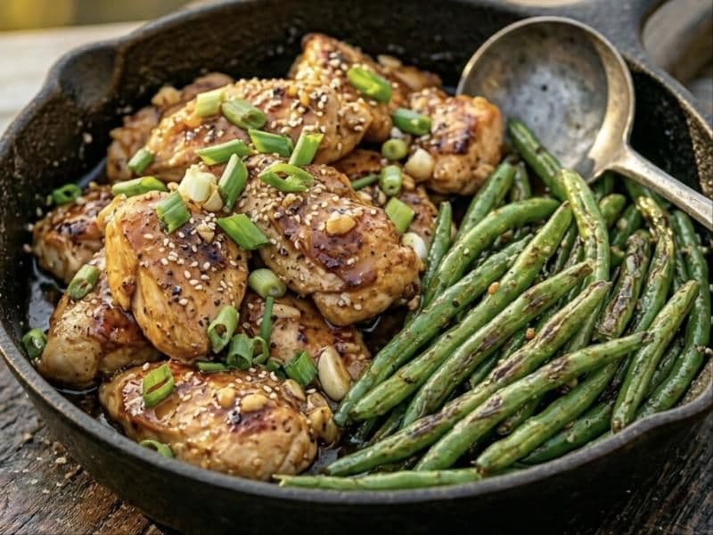 Honey garlic chicken with green beans